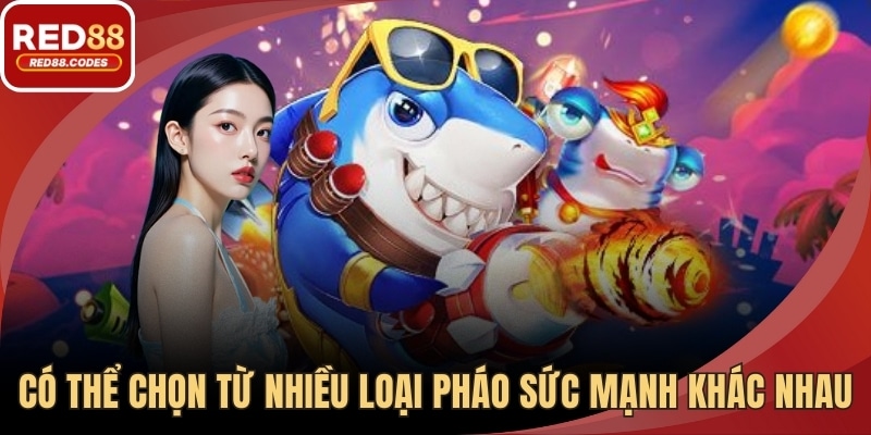 Có thể chọn từ nhiều loại pháo với sức mạnh khác nhau